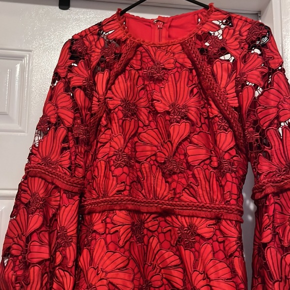 Alexis Franchesca Florl Red Lace Mini Dress M - Picture 3 of 11